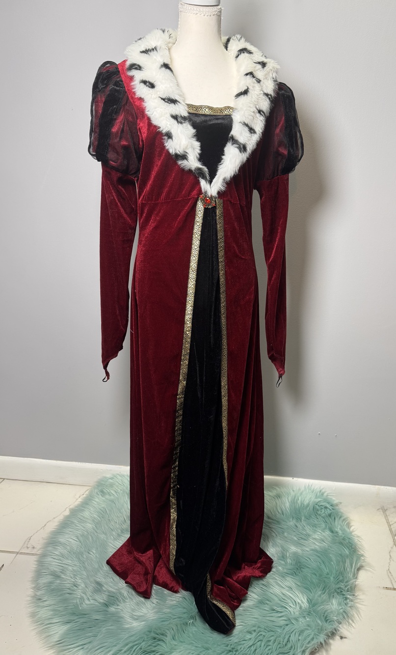 Fairy Tale Queen Halloween Gown Women's Red Black Velvet Costume Size L Spirit